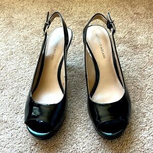 Antonio Melani patent leather Slingback peep-toe platform shoes